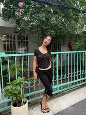 Noir Polka Dot Button Tube Top