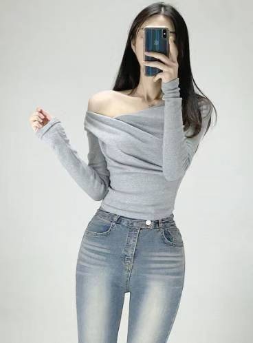 【$99系列｜ Office必入款～】Basic Solid Single Shoulder Long Sleeve Top