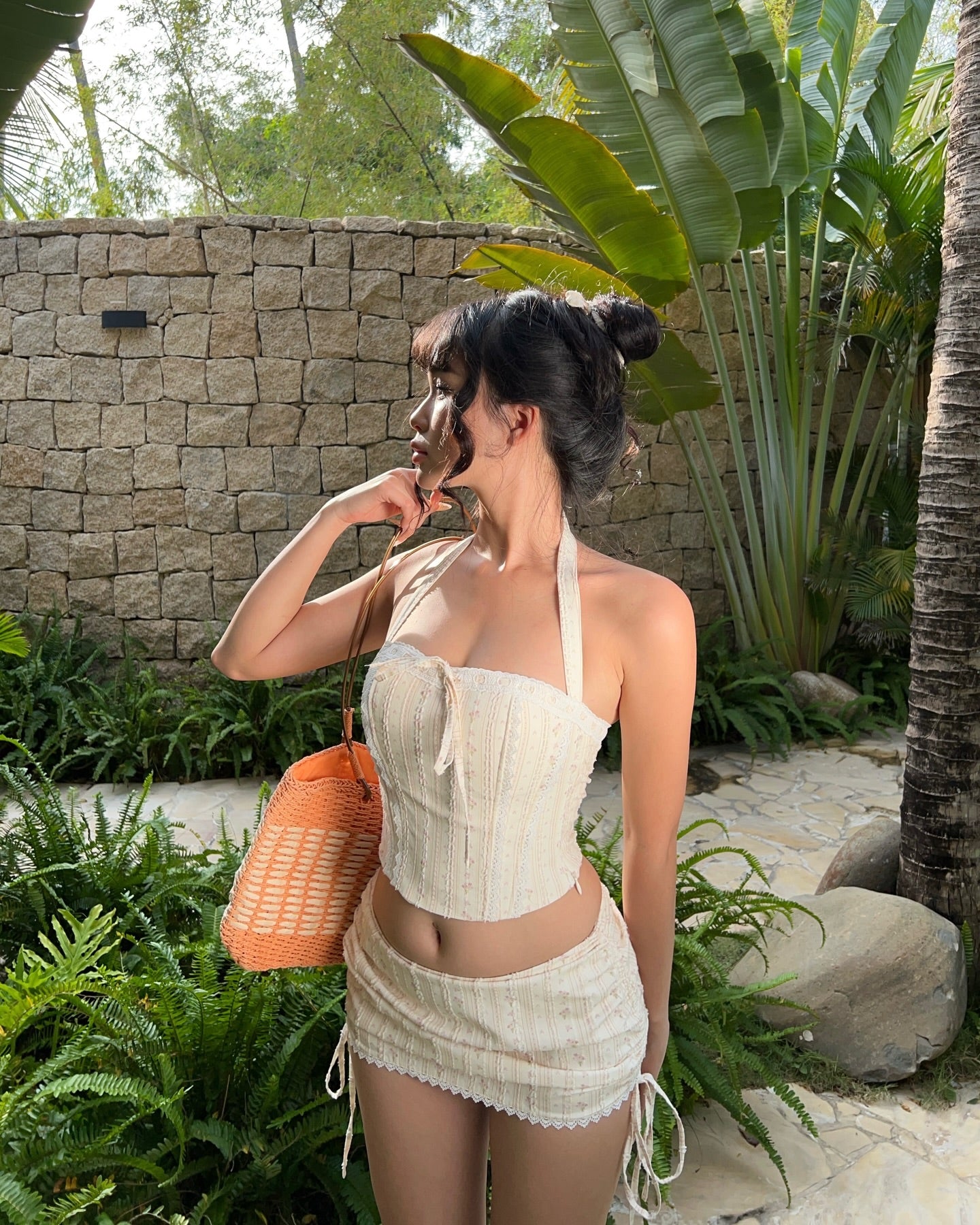 Floral collar top set