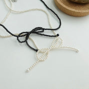 Pearl Single Ribbon Necklace