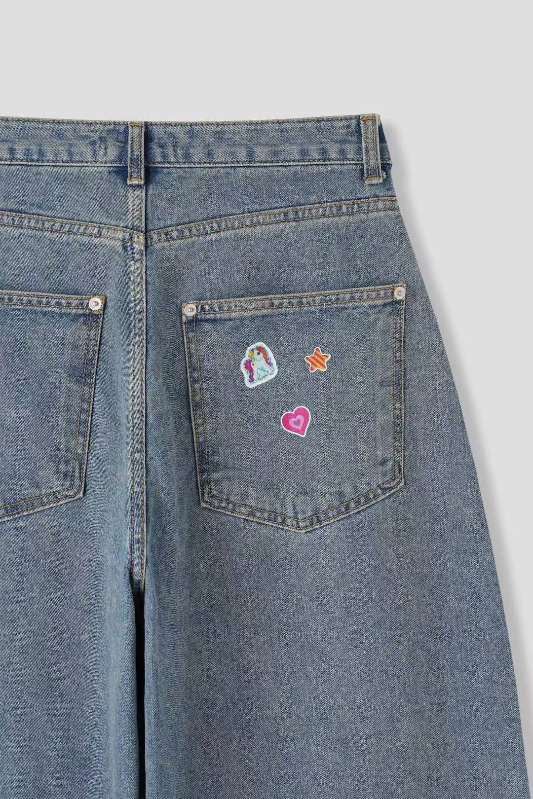 【大熱彎刀褲❤️‍🔥】Patches Barrel Jeans