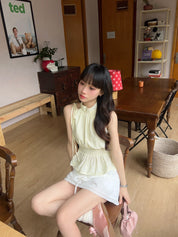 Lemon Soufflé Peplum Top