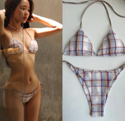 2-piece small checkered Bikini(with breast pads)