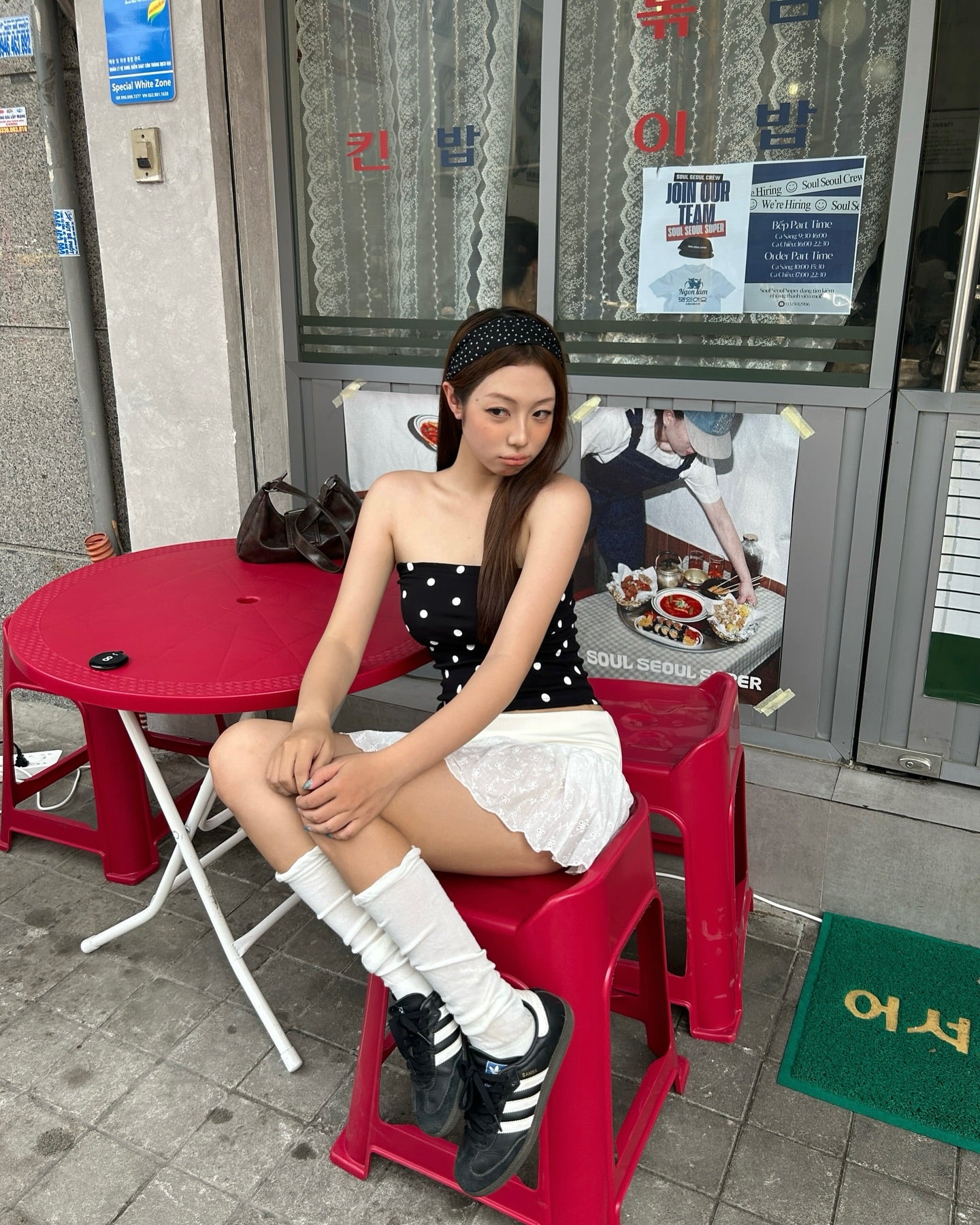 Bichan Strapless Polka dot Top