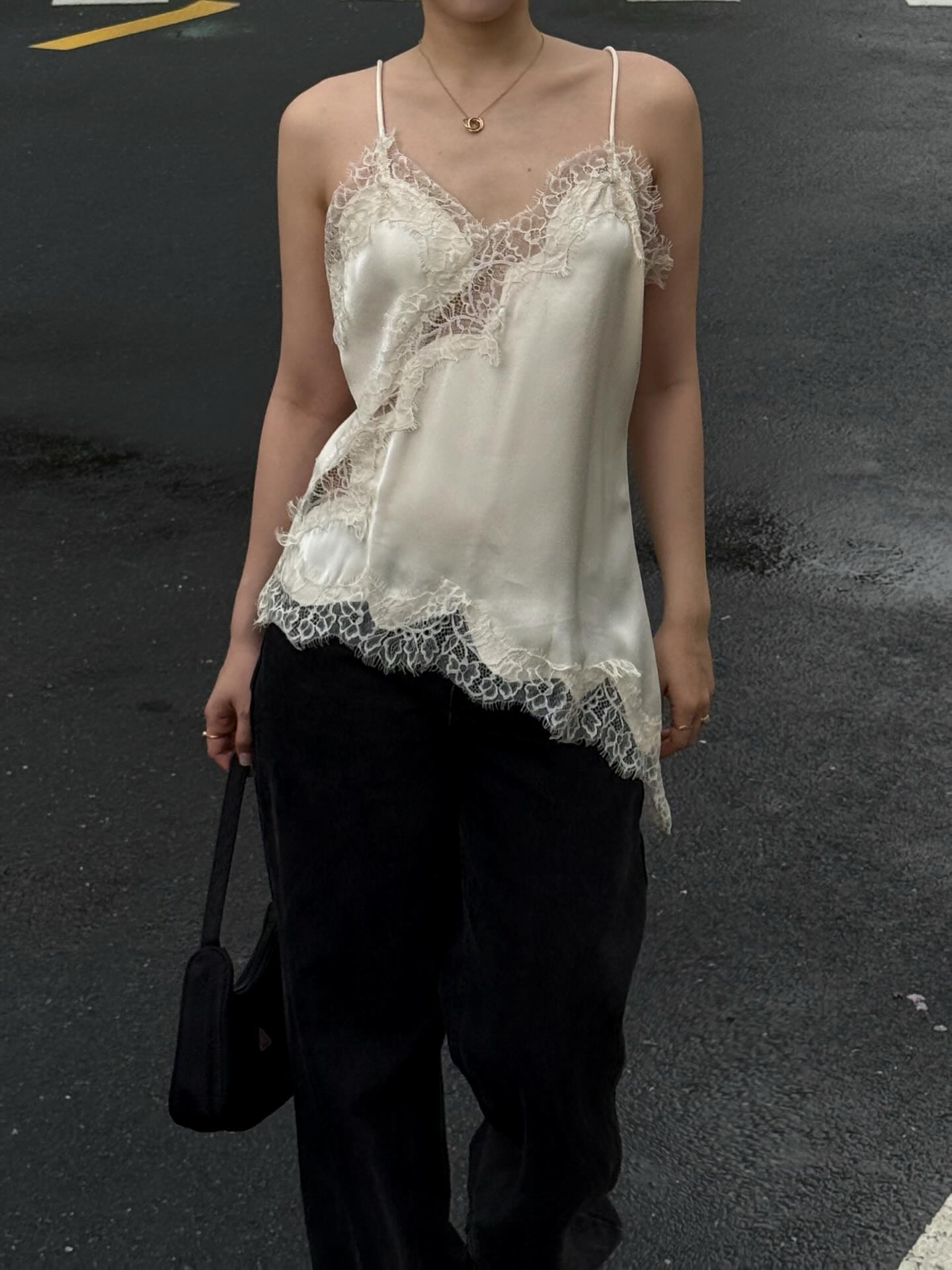 Satin lace camisole top