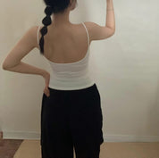 【✔️PAD｜小露背設計】Basic Solid Backless Padded  top