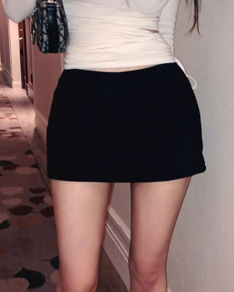 【美式復古低腰裙褲】Basic Solid Low Waist Skort