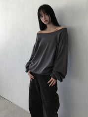 【歐美風單肩sweater】 Long Sleeve Off Shoulder Sweater