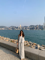 【超舒適慵懶渡假套裝】Solid Cami Top With Wide Leg Pants Set