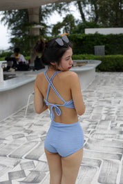 #T054 - Solid Backless High Waist Bikini