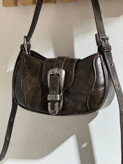 Vintage Washed Buckle Shoulder Bag