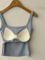 【✔️PAD｜打底必備】Basic Solid U Neck Padded Bra Top