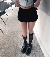 【美式復古低腰裙褲】Basic Solid Low Waist Skort