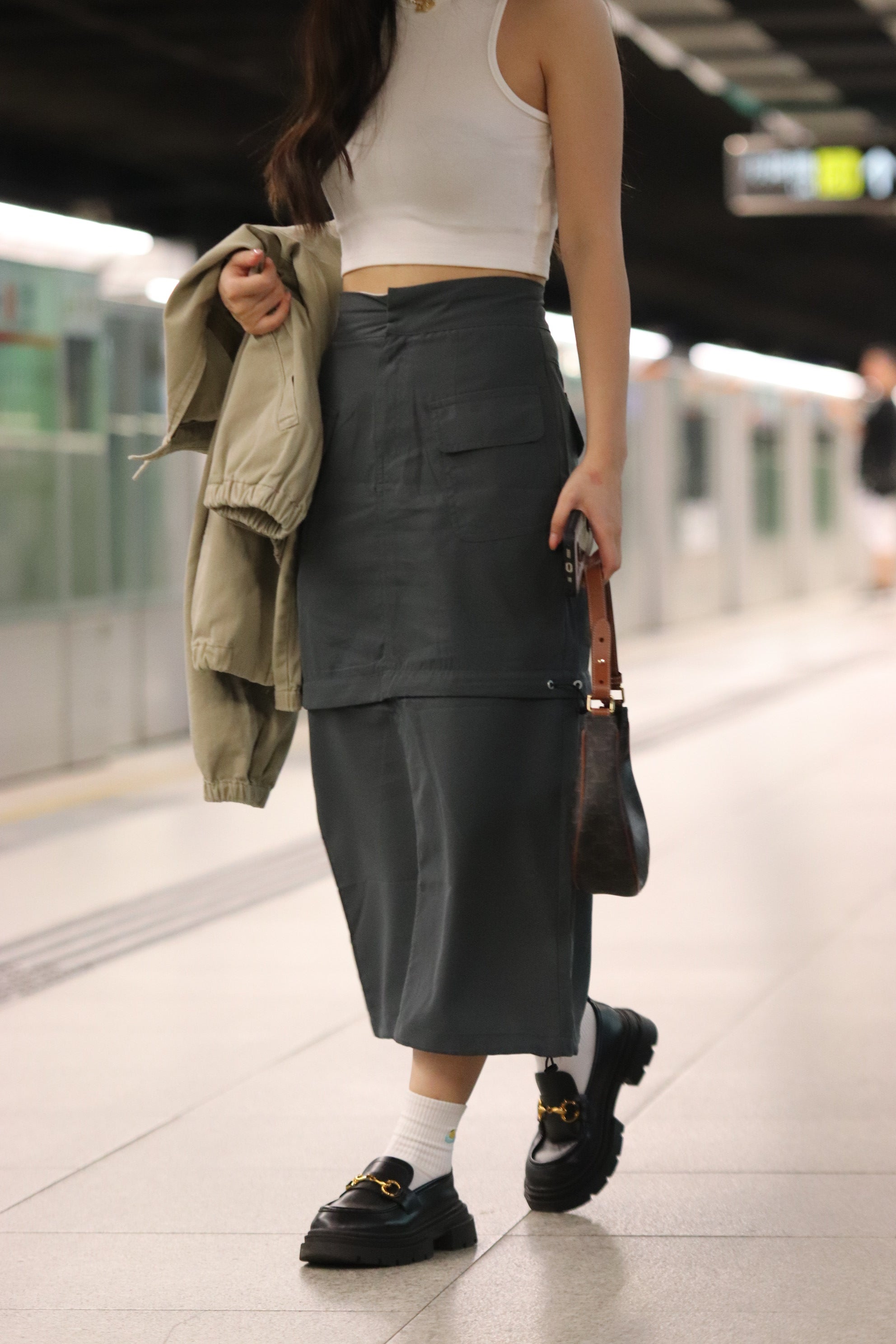 Jailene Solid Cargo Skirt