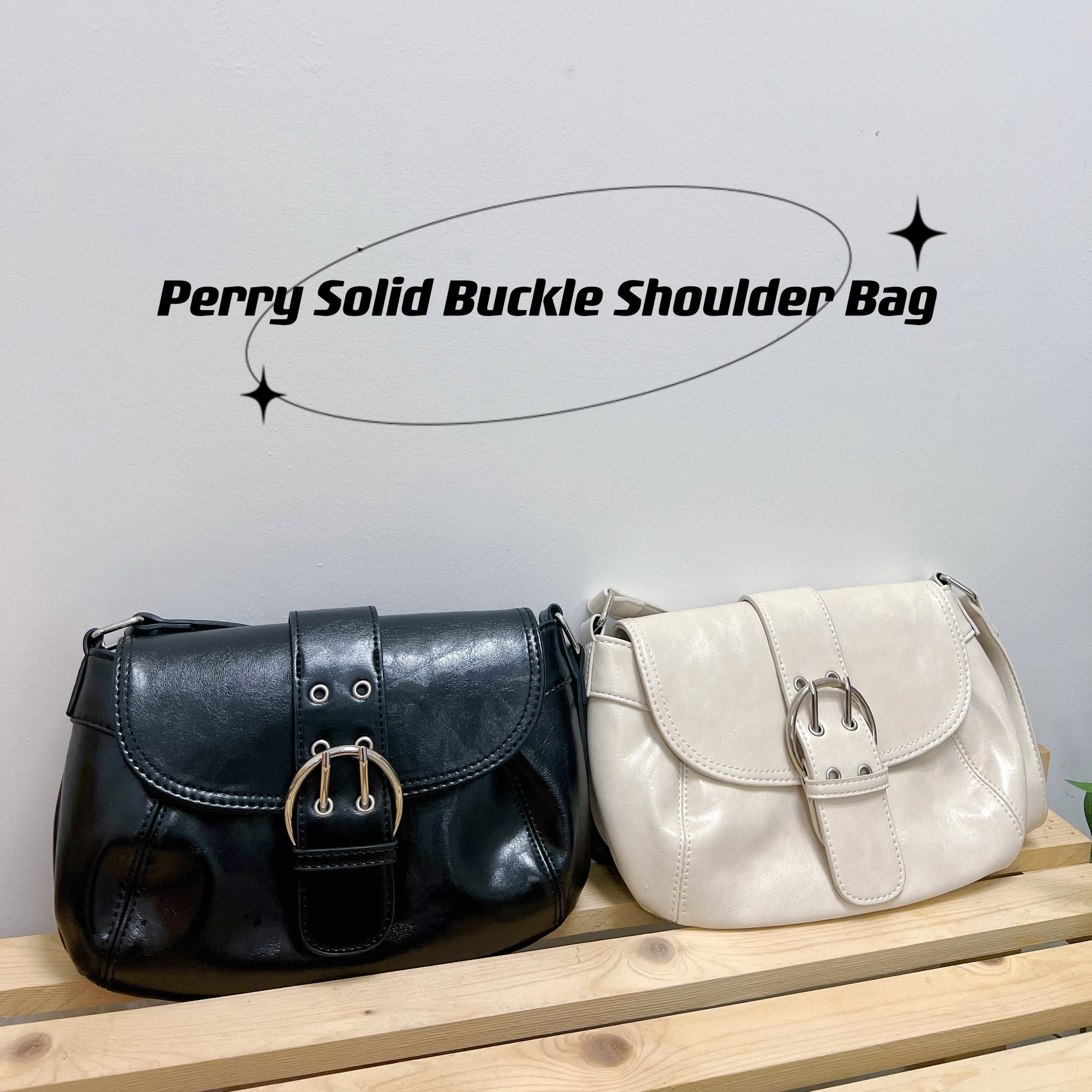 Perry Solid Buckle Shoulder Bag