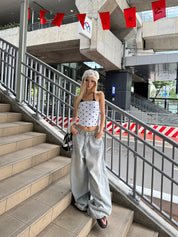 Bichan Strapless Polka dot Top