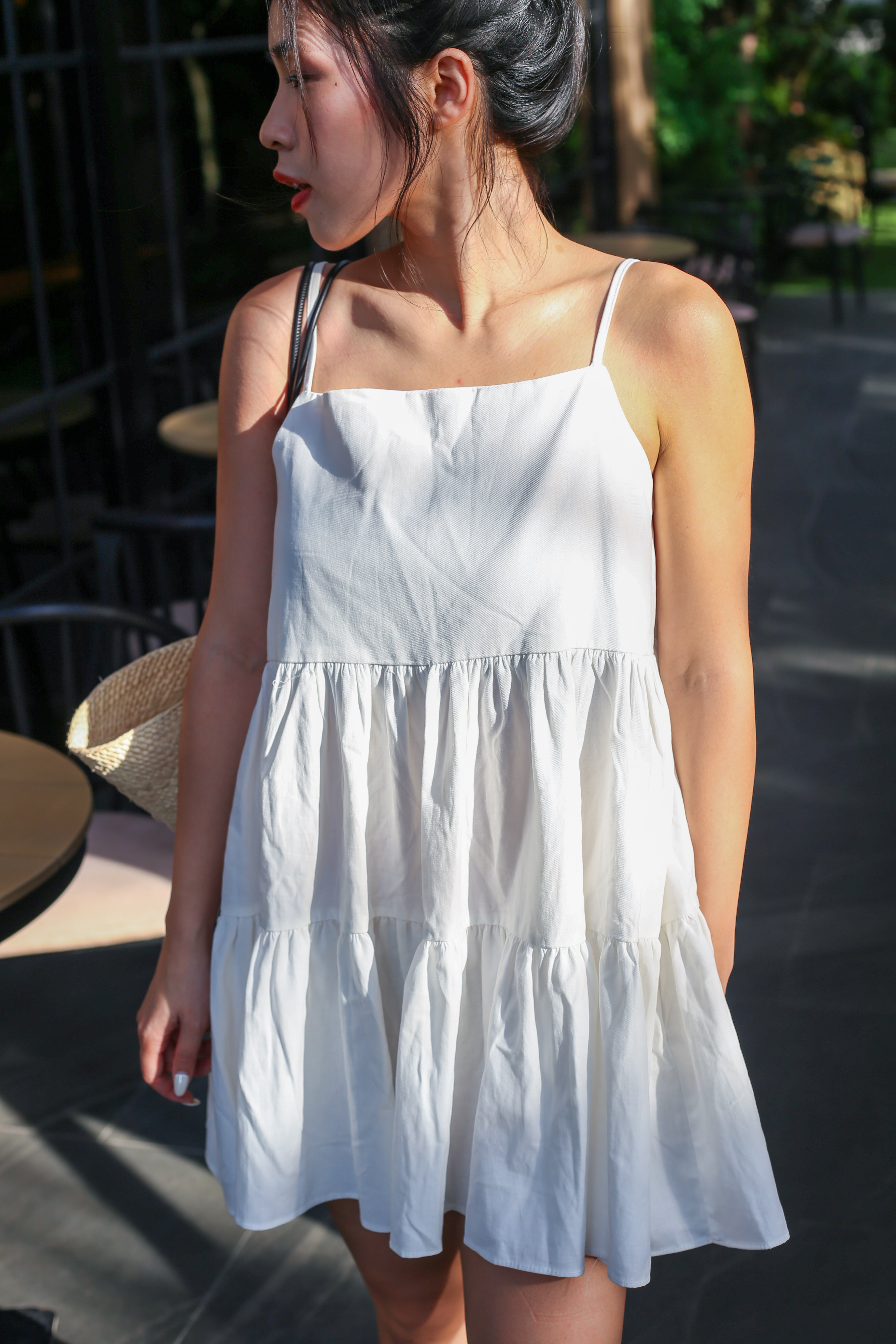 【背心蛋糕裙】Solid Ruffle Cami Mini Dress