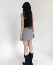 Drawstring Solid Mini Skirt