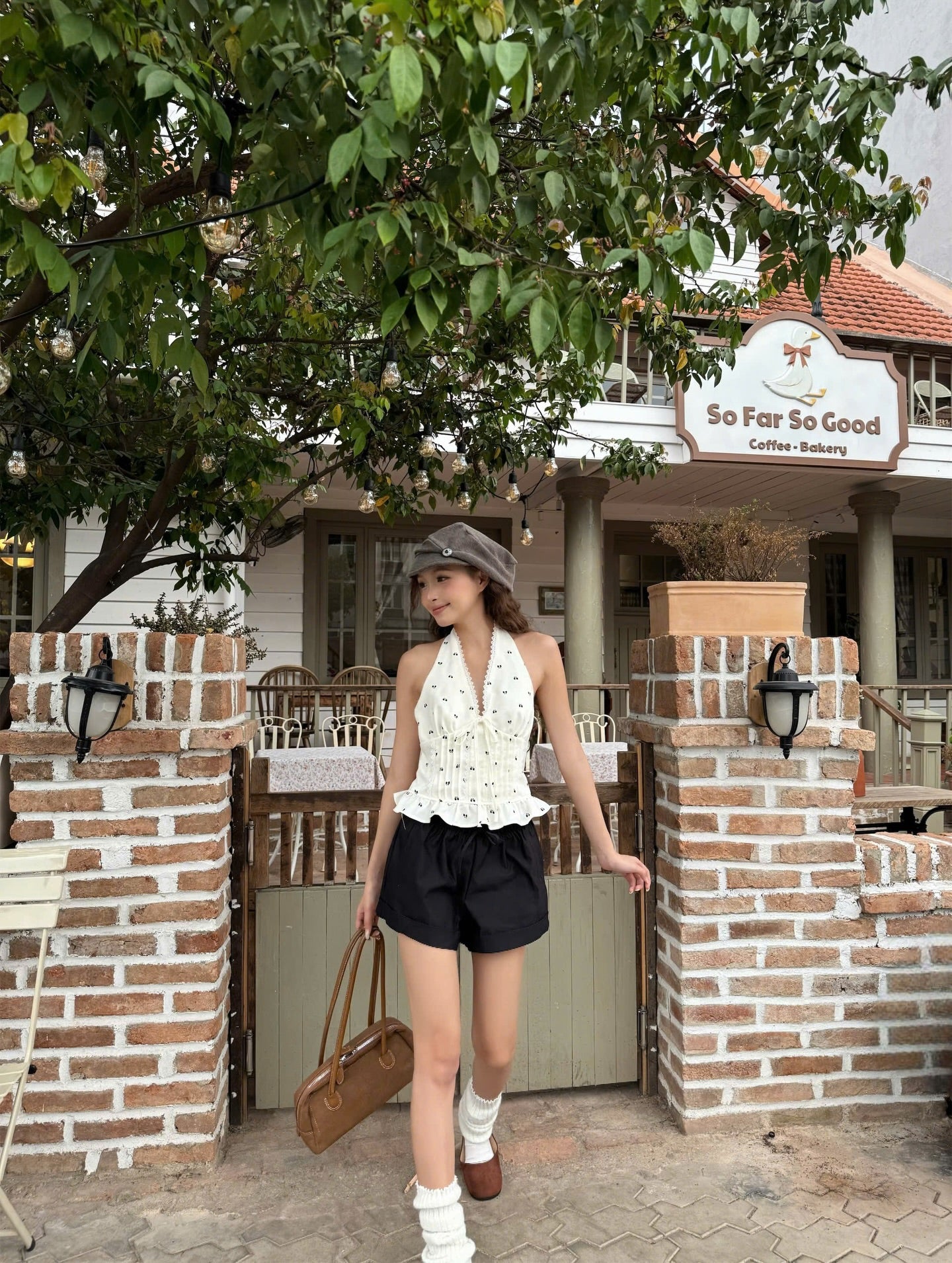 Vintage Picnic Embroidered Halter(Set Available)