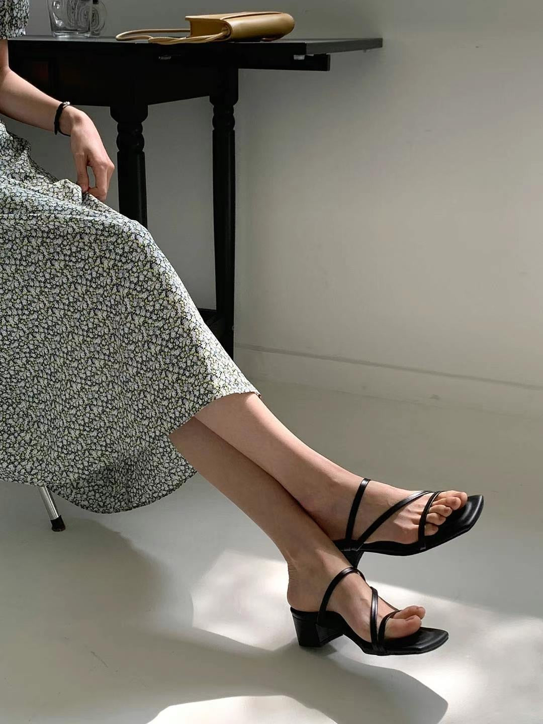 【韓國製造｜5cm粗踭】MIK Cross Strap High Heels
