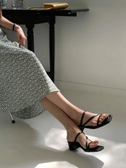 【韓國製造｜5cm粗踭】MIK Cross Strap High Heels
