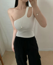 【✔️PAD｜單肩設計】Single Shoulder Padded Bra Top