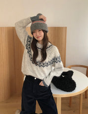 【冬日北歐毛衣❄️】Nordic Round Neck Cardigan