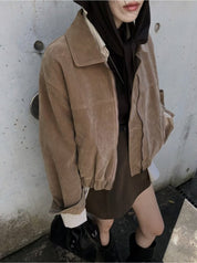 【美拉徳麂皮外套】Millard Solid Crop Jacket