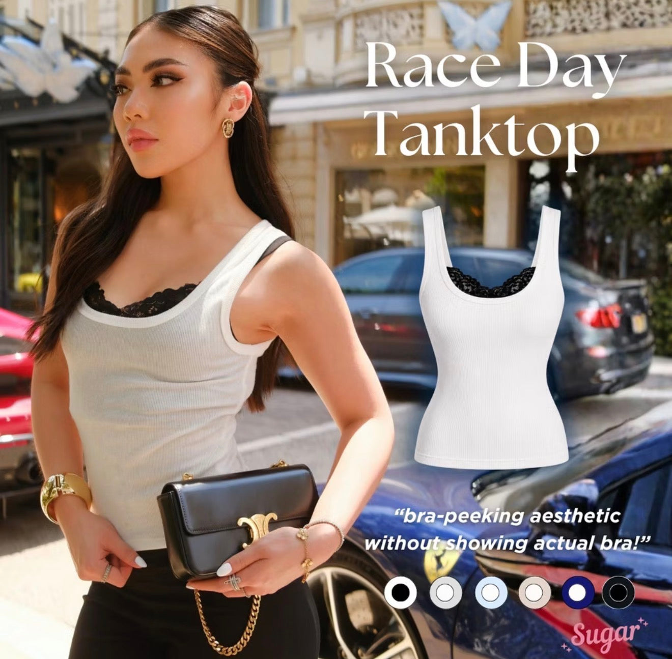 Tank top with lace inner