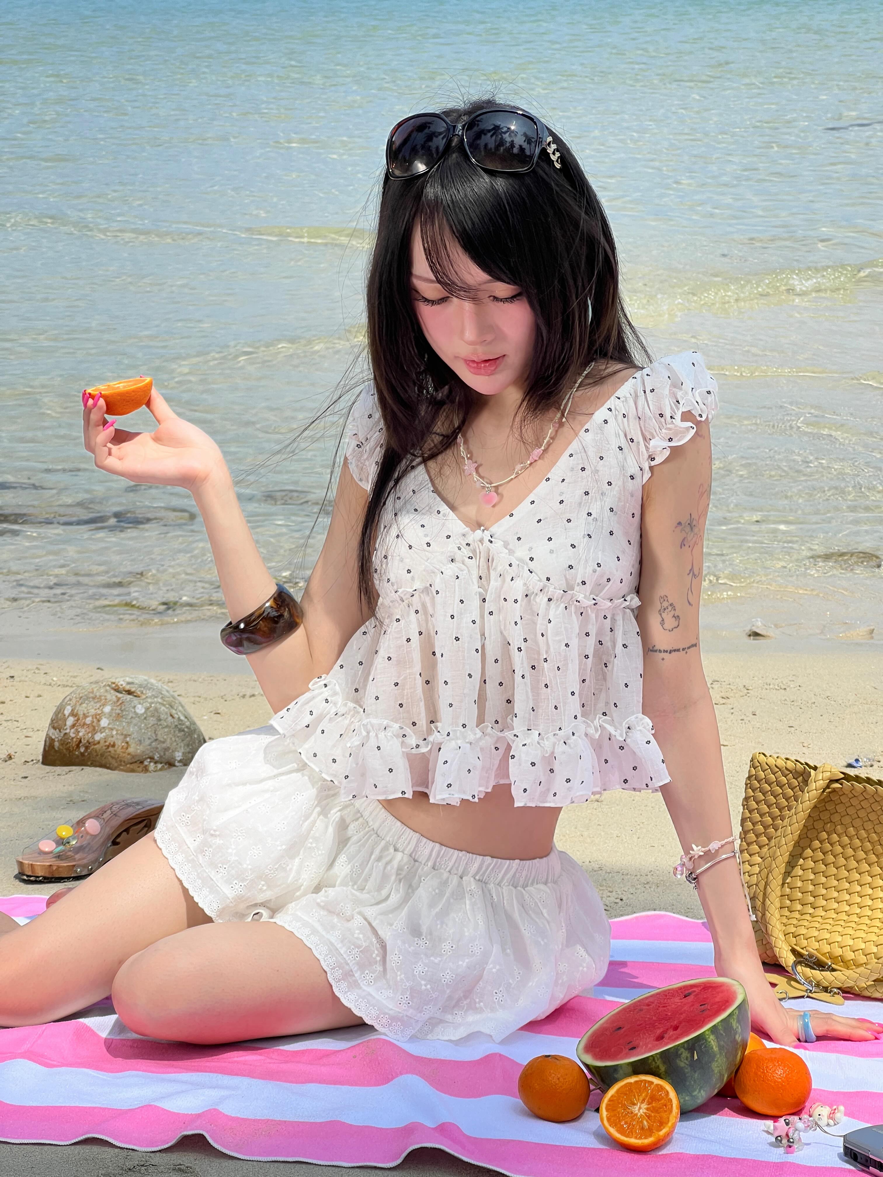 Cloudy Sheer Polka Dot Blouse
