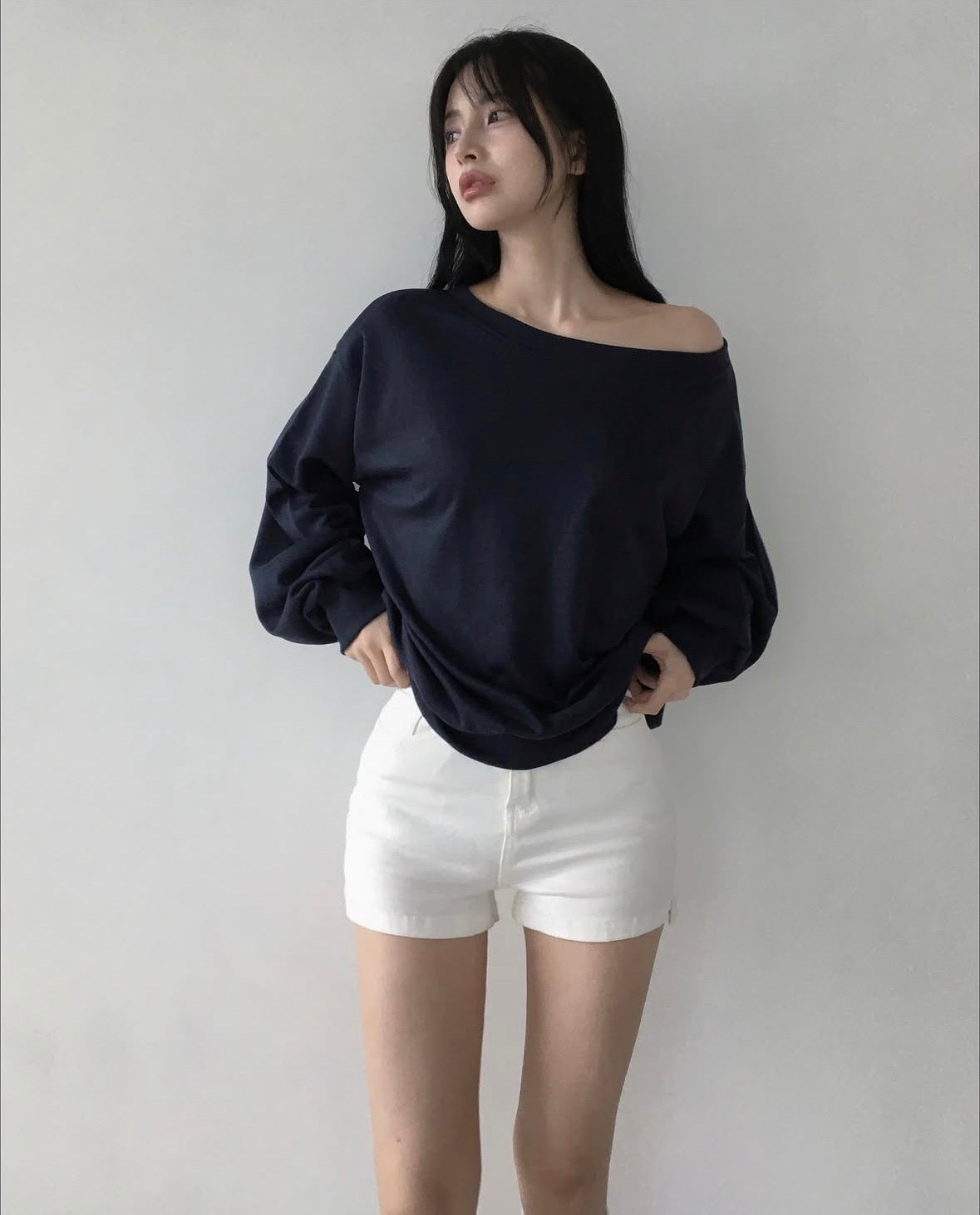 【歐美風單肩sweater】 Long Sleeve Off Shoulder Sweater