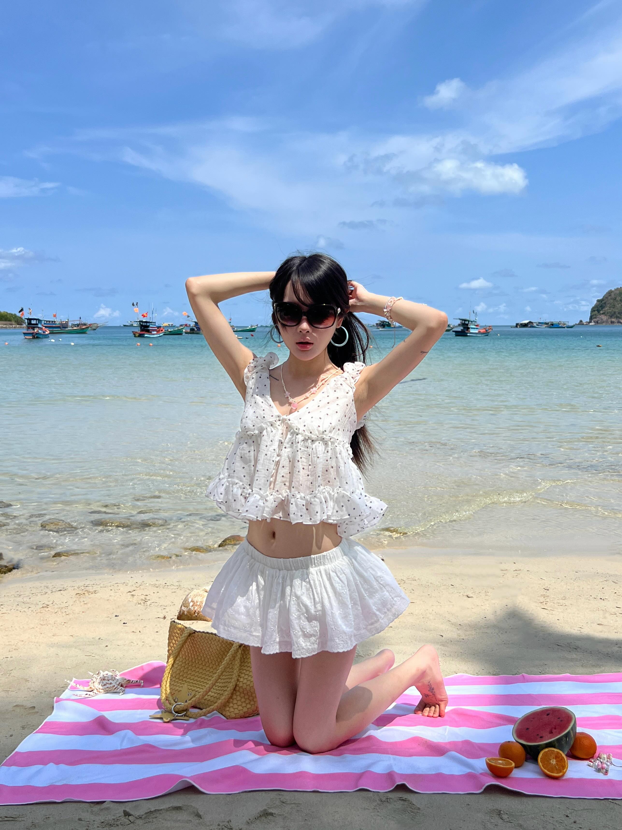 Cloudy Sheer Polka Dot Blouse