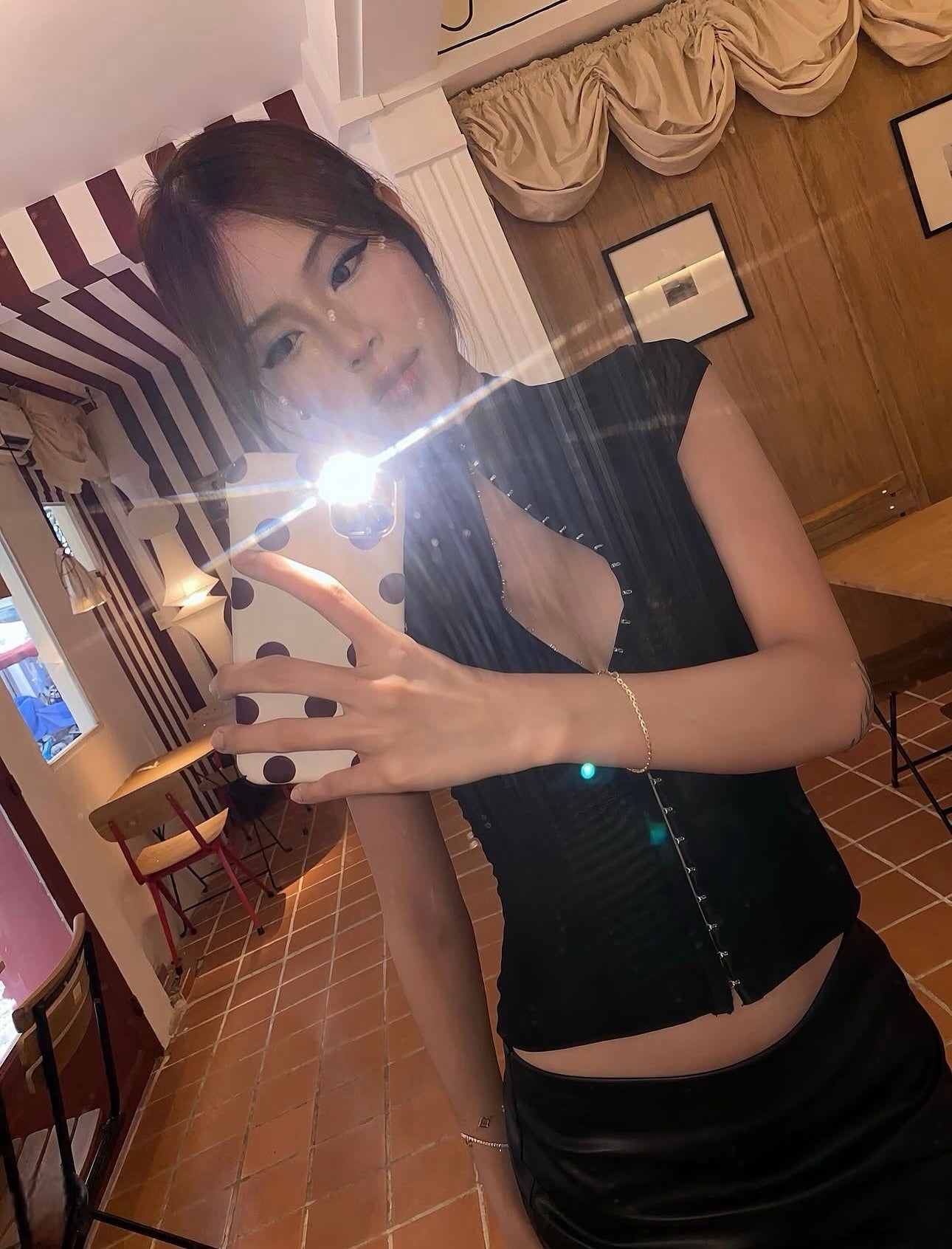 Boat neck mesh top