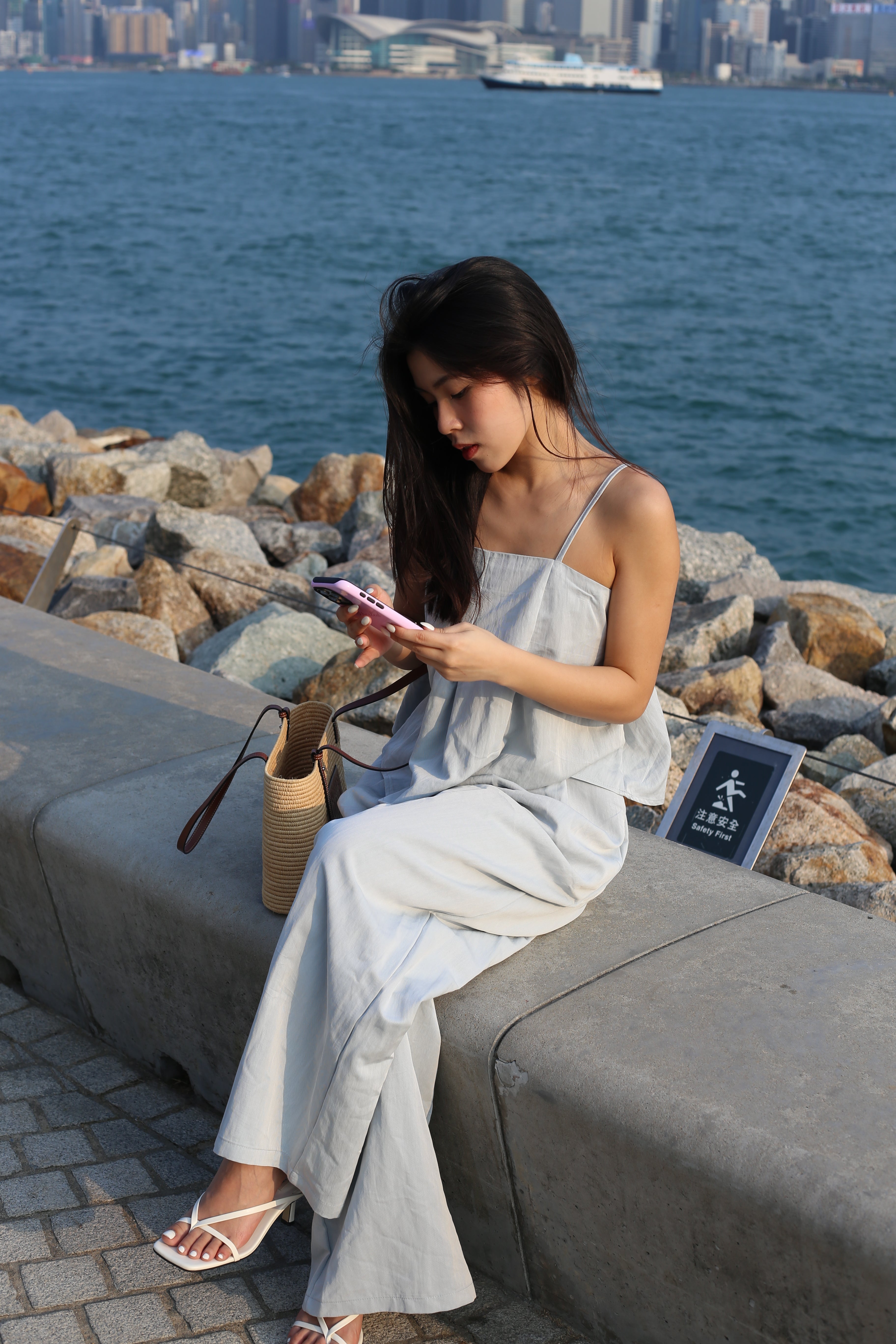 【超舒適慵懶渡假套裝】Solid Cami Top With Wide Leg Pants Set