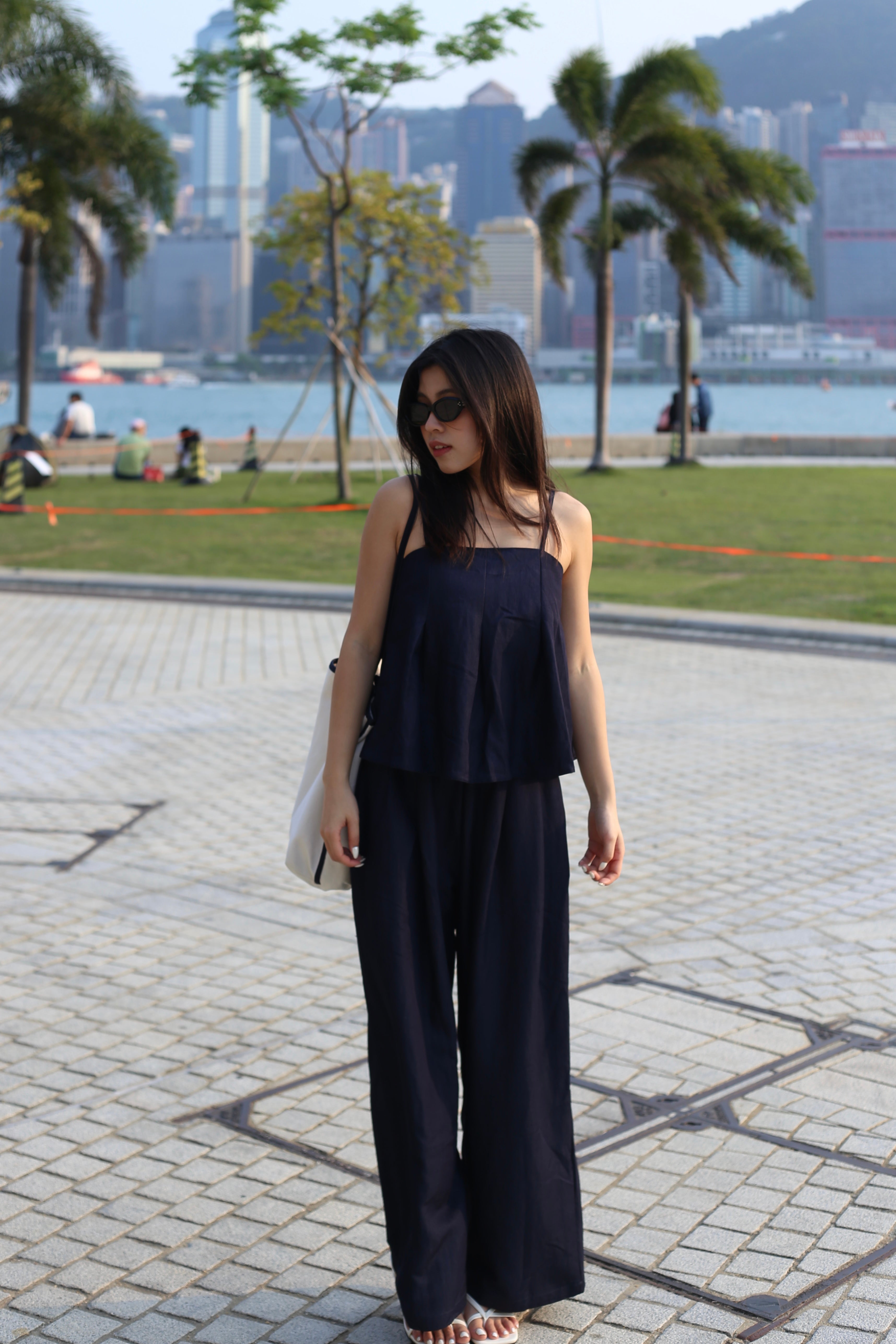 【超舒適慵懶渡假套裝】Solid Cami Top With Wide Leg Pants Set