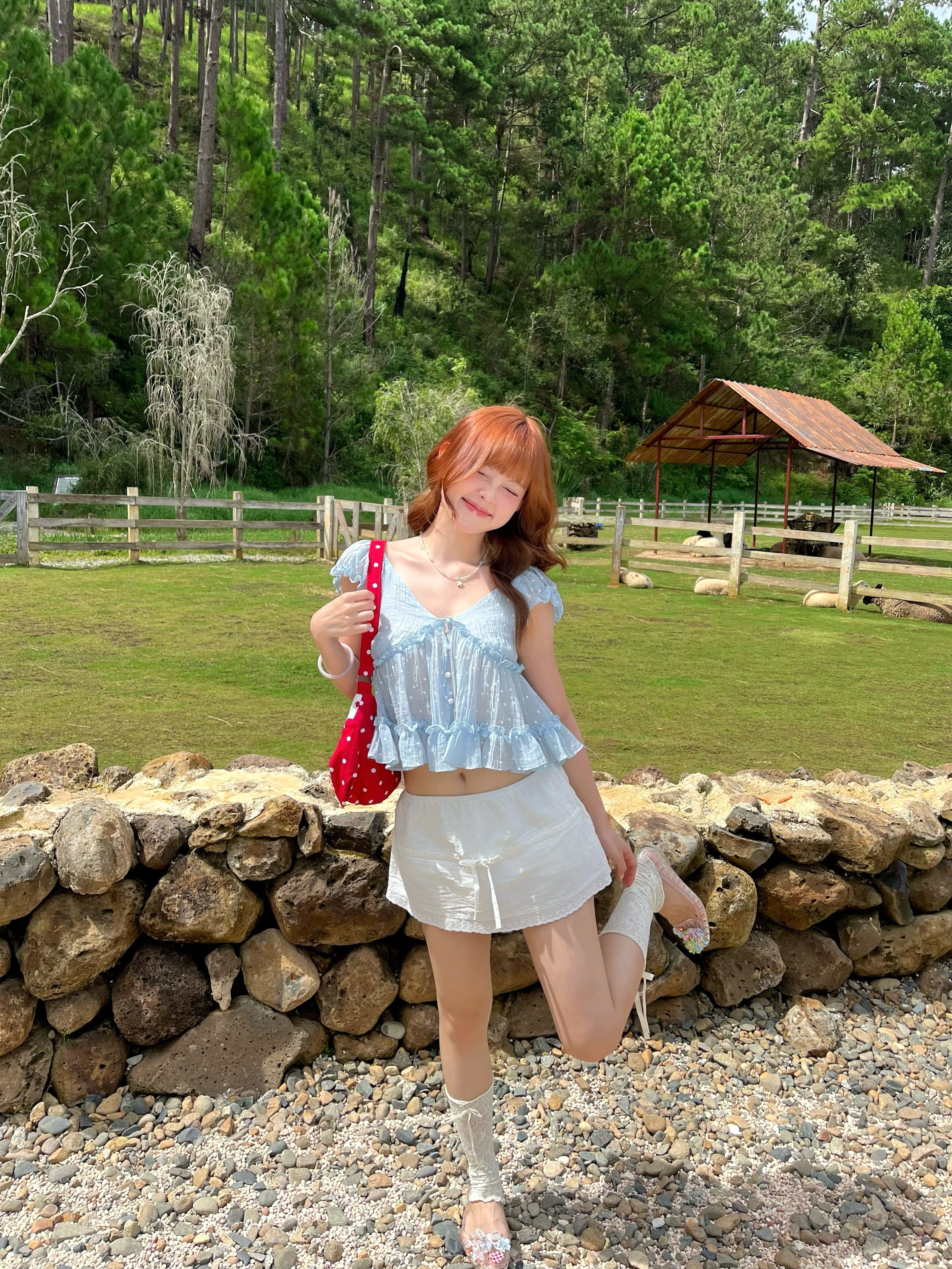 Cloudy Sheer Polka Dot Blouse