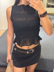 【🇻🇳越南連線】Dotty See-Through Boat Neck Crop Top