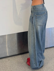 【人氣鉚釘彎刀牛仔褲】Viral Rivet Barrel Jeans