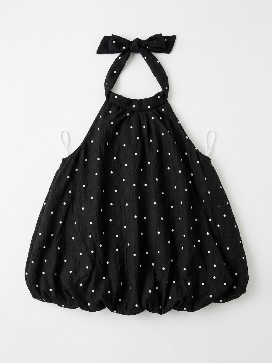 Black Dolka dots halter