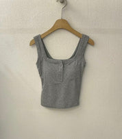 【✔️PAD｜方領設計】Squared Neck Button Front Padded Bra Top