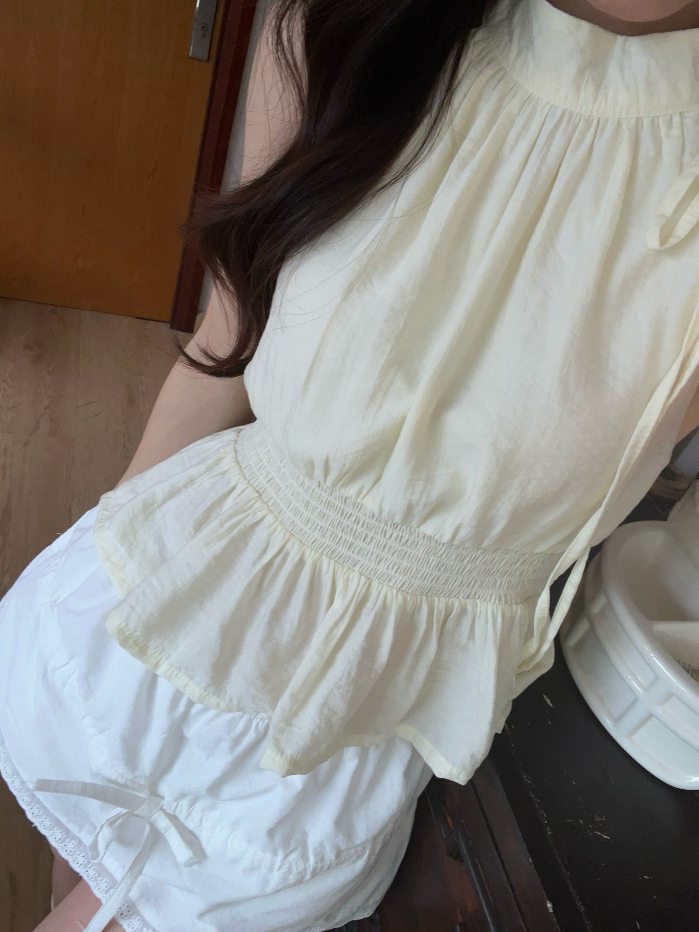 Lemon Soufflé Peplum Top