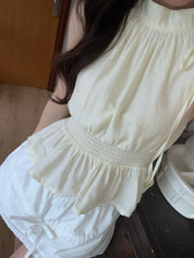 Lemon Soufflé Peplum Top