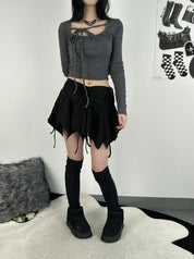 Irregular Tied Short Skirt