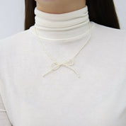 Pearl Single Ribbon Necklace