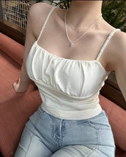 【✔️PAD｜皺褶設計】Solid Ruched Bust Padded Bra Top