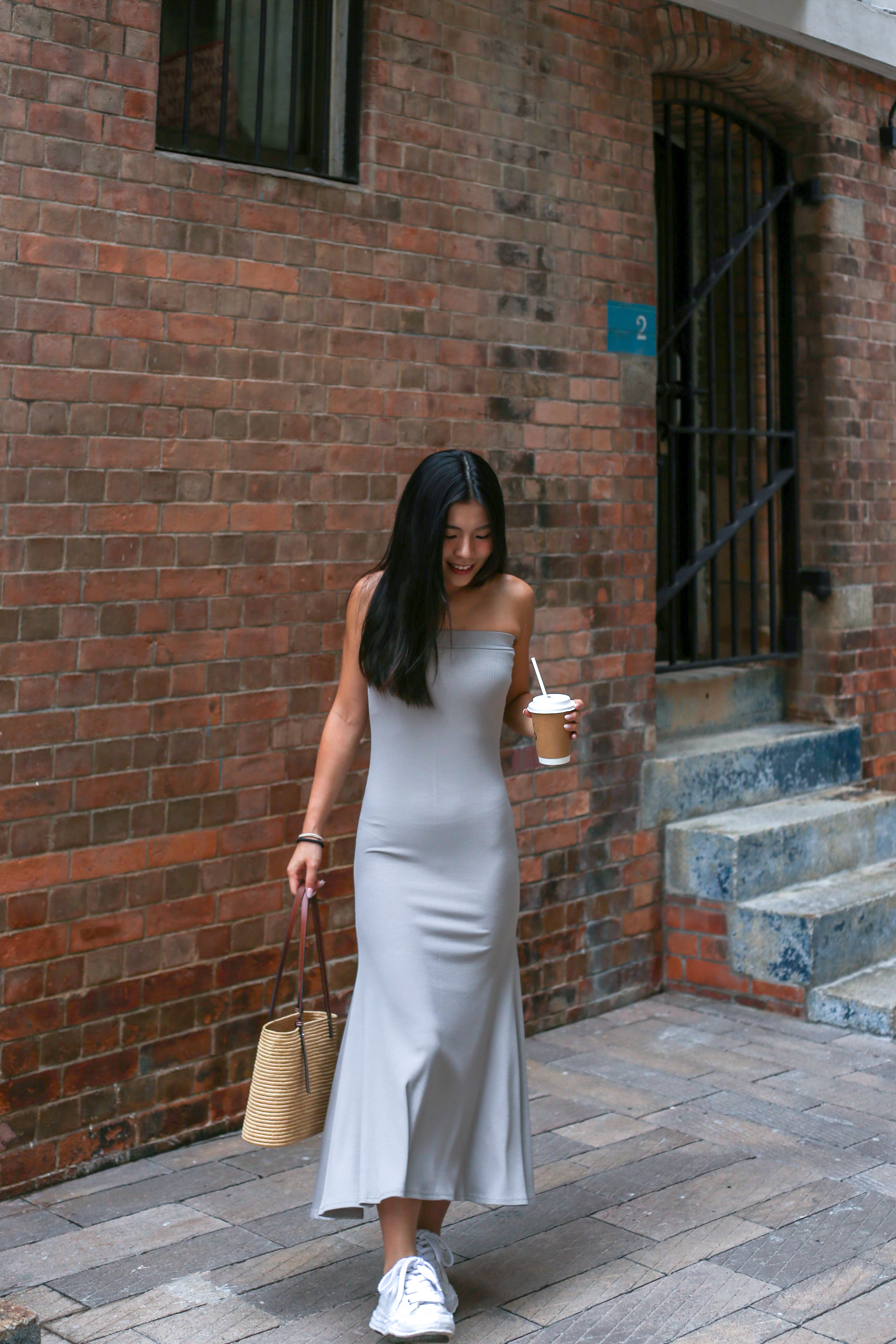 【✔️PAD｜魚尾裙設計】Basic Solid Padded Tube Mermaid Dress
