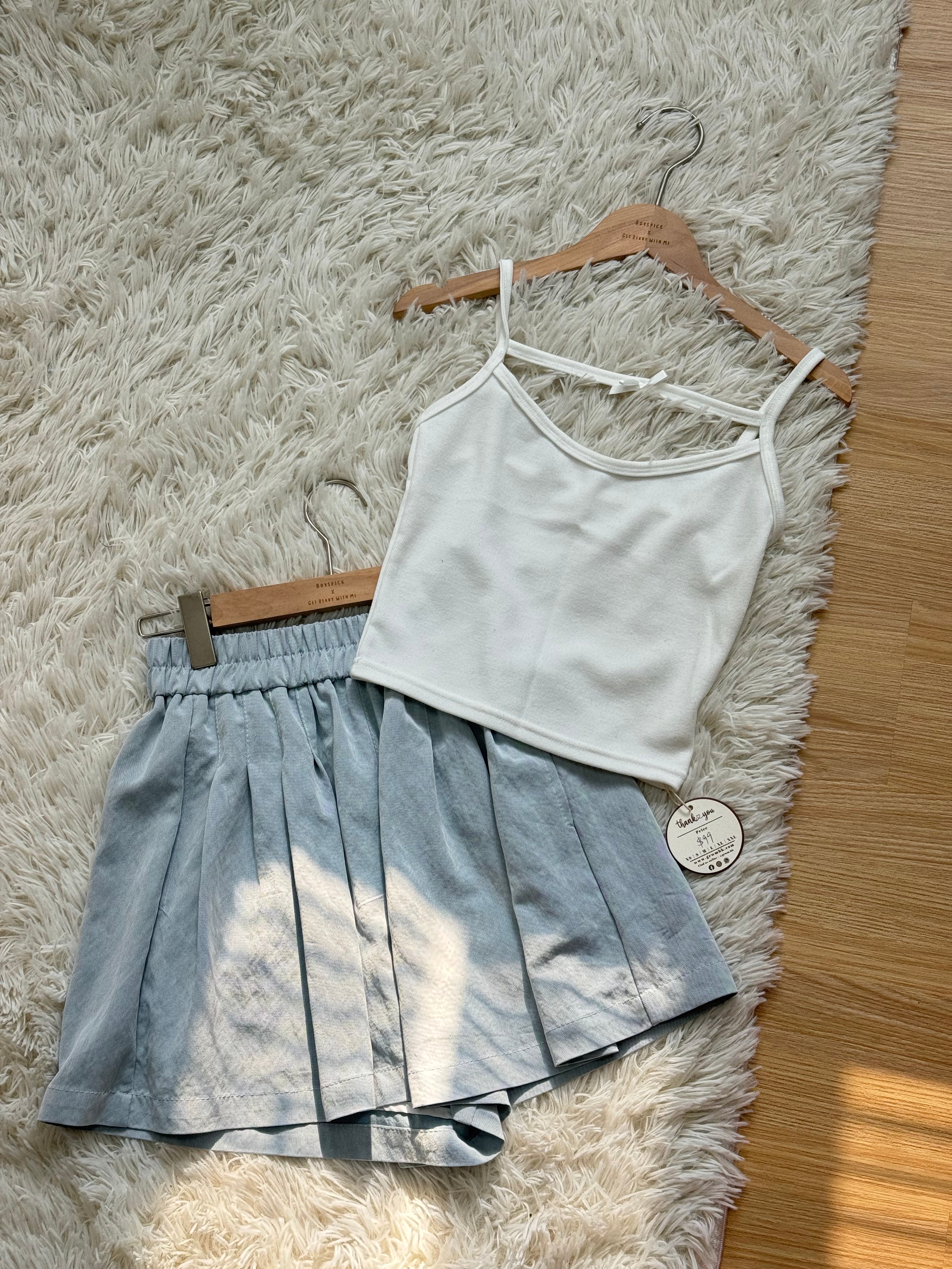【現貨套裝價！】Ribbon Cami Top + Shorts Set