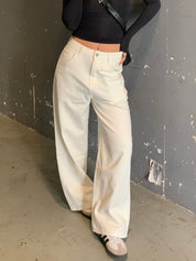 【梨型身材衣櫃必備！】10/10 Wide Leg White Jeans