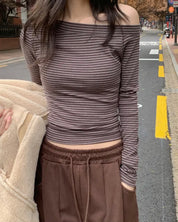 【衣櫃必備系列✨】Basic Striped Single Shoulder Top