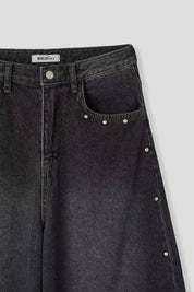 【大熱彎刀褲❤️‍🔥】Dark Denim Rivet Barrel Jeans
